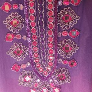 Chico's Ombre Tunic w/Jeweled Beaded Embellishments Purple & Pink - Size 1 Med